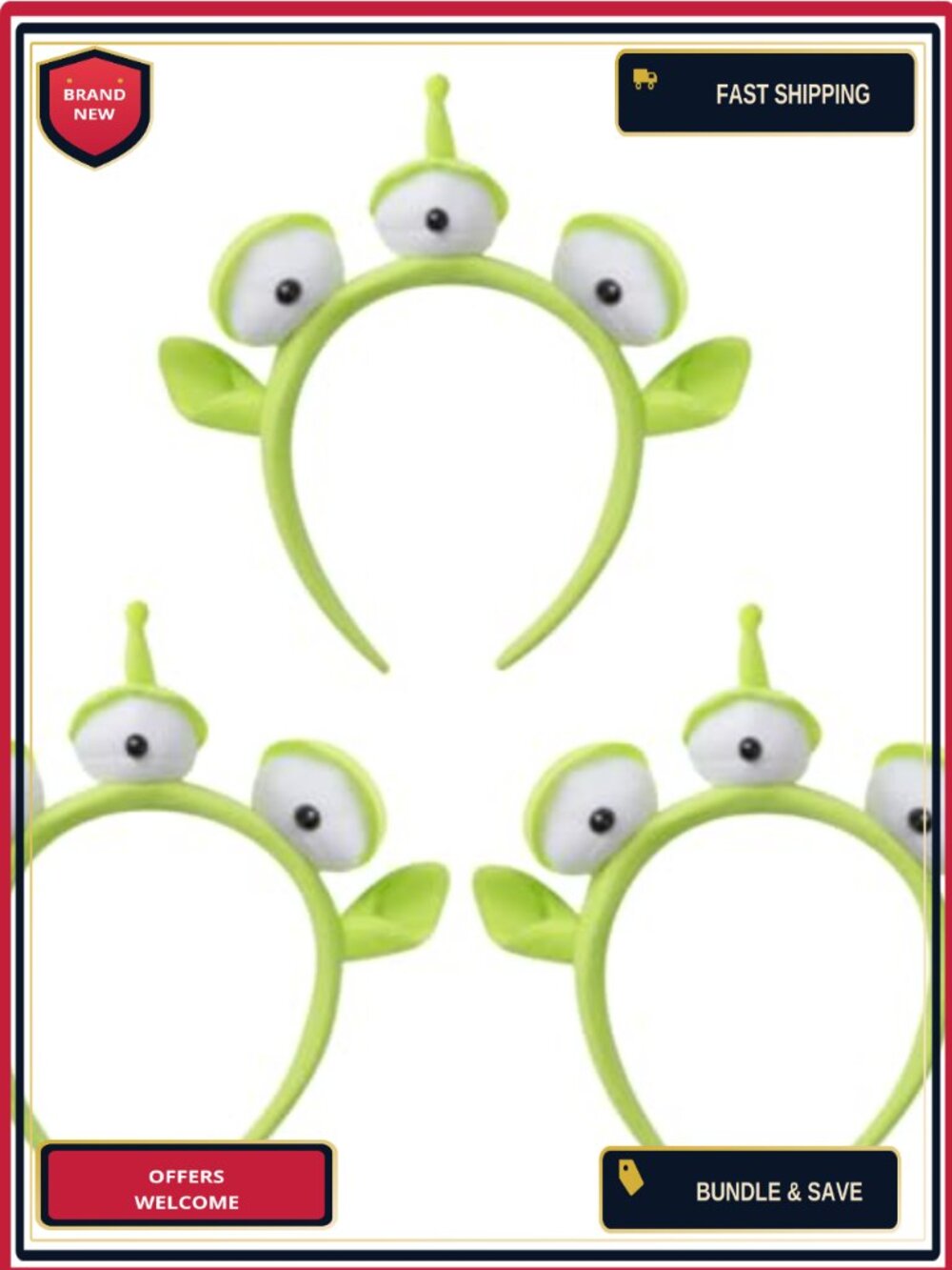Three-Eyed Alien Monster Plush Headband Cute Costume Headwear Themed Party